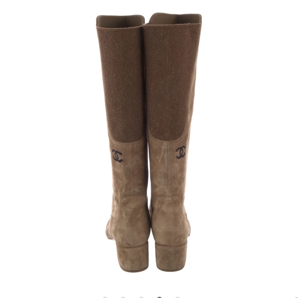 Chanel Tan Suede Knee-High Boots